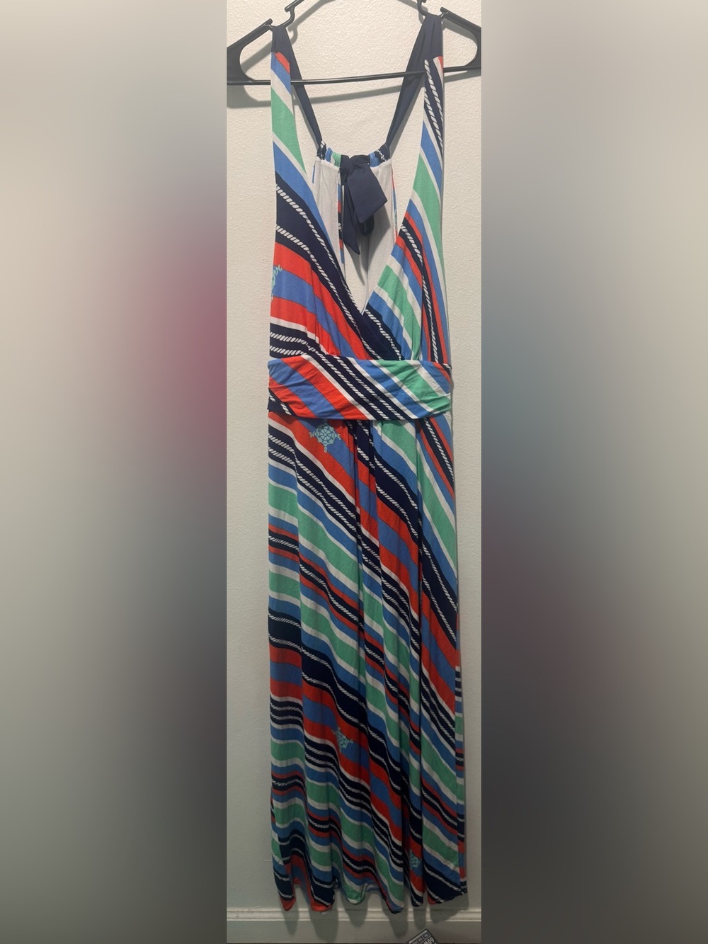Lilly Pulitzer Striped Halter Maxi Dress in Blue, Coral & Mint - Picture 2 of 7